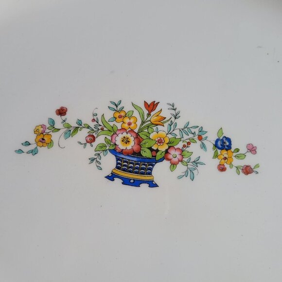 Carlton China Oval Serving Platters Set/2 White W/ Gold Trim & Floral Grindley - Picture 7 of 11